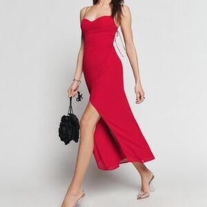 Reformation Red Strapless Dress
